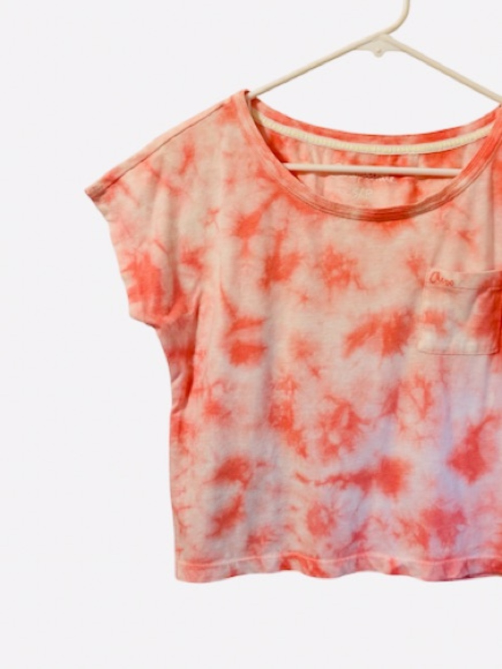 Aeropostale Coral Y2K Tie-Dye Crop Oversized Soft Short Sleeve Pocket Tee - Picture 4 of 8